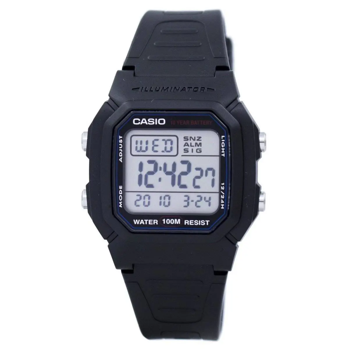 Casio Digital Classic Illuminator Casual Resin Strap W-800H-1AVDF Men`s Watch