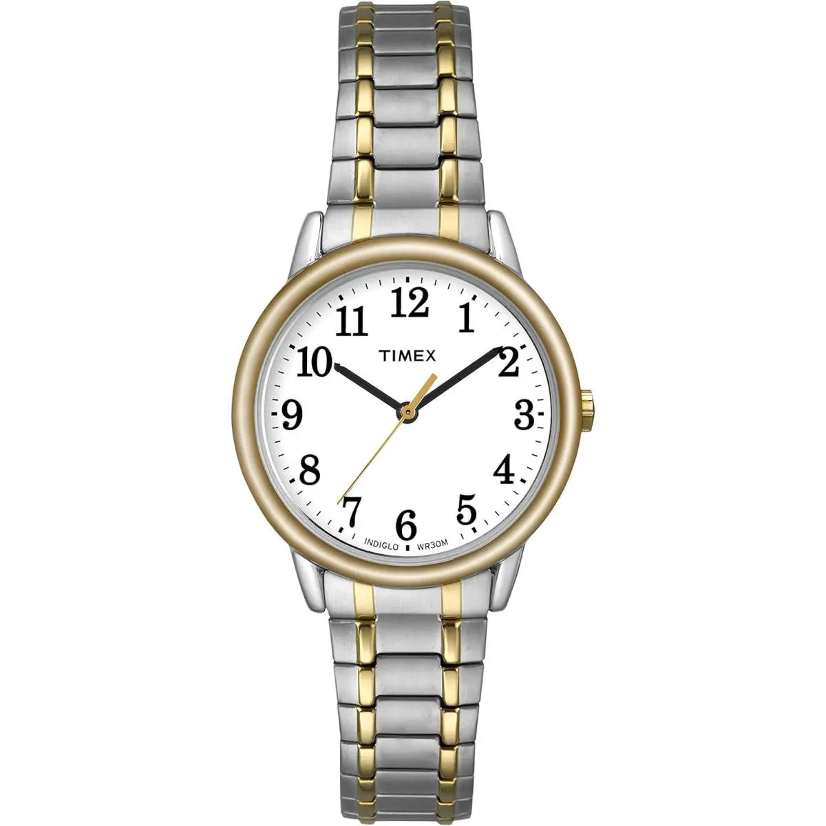 Women`s Easy Reader Watch-two-tone Case White Dial Stainless Steel 30 mm by Timex