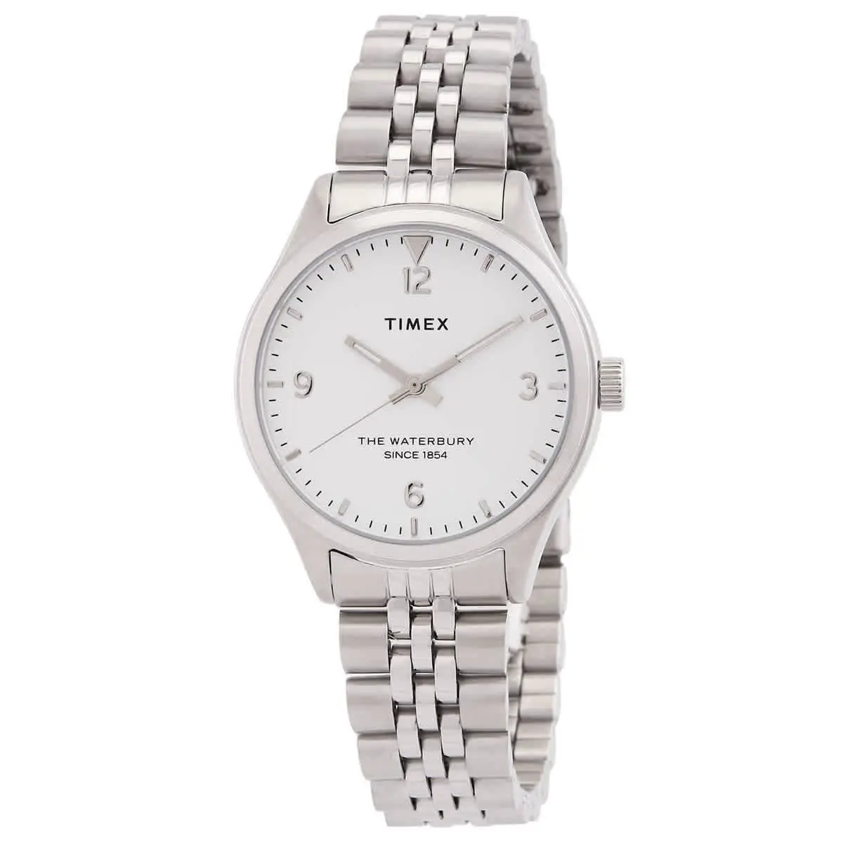 Timex Waterbury Traditional Quartz White Dial Ladies Watch TW2R69400 - Dial: White, Band: Silver-tone, Bezel: Silver-tone