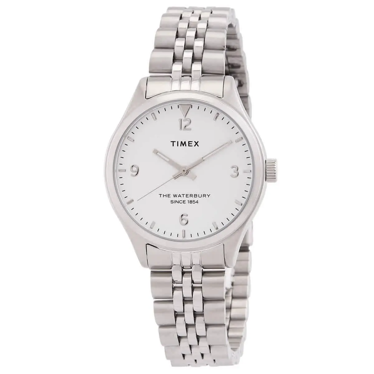 Timex Waterbury Traditional Quartz White Dial Ladies Watch TW2R69400 - Dial: White, Band: Silver-tone, Bezel: Silver-tone