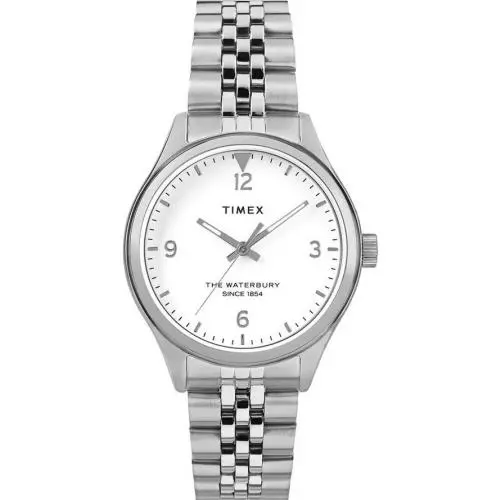 Timex Waterbury Traditional Ladies Watch TW2R69400 - Dial: White, Hand: Silver-Tone, Strap: Silver