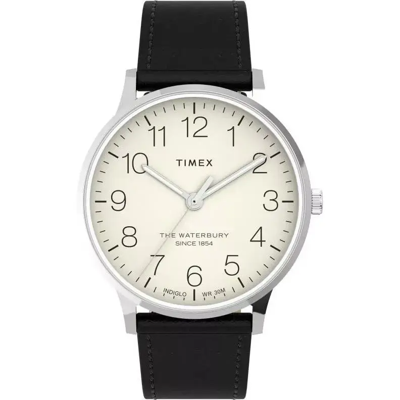 Timex Waterbury TW2V30900 Black Leather Men`s Watch