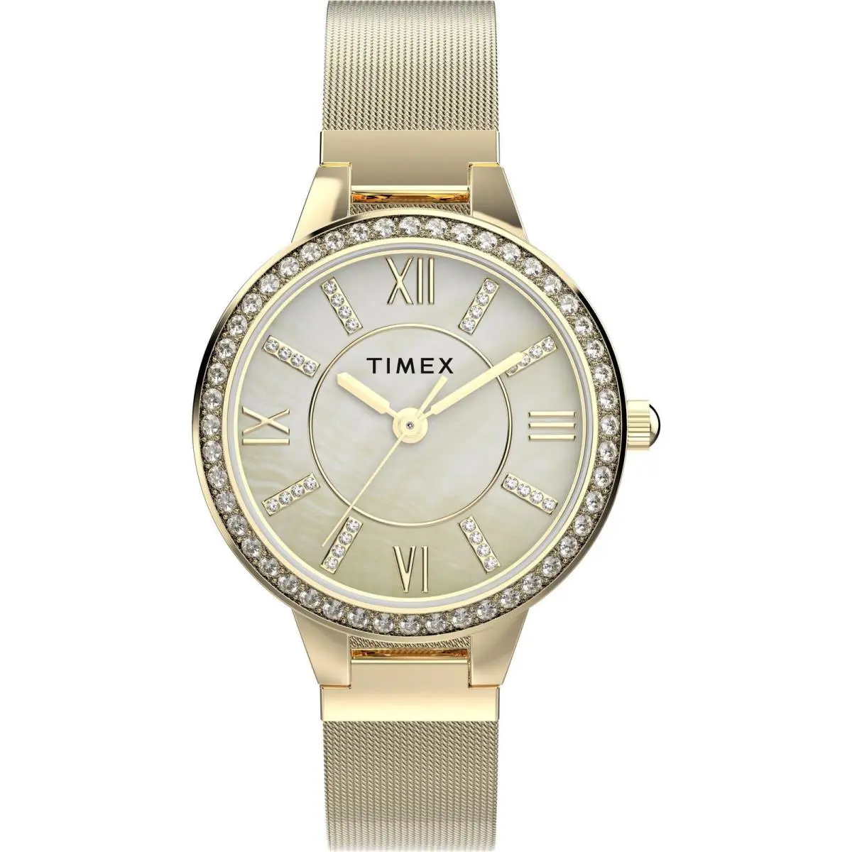 Timex Women`s Wristwatch Mother of Pearl Dial Gold Tone Bracelet TW2T49900JI