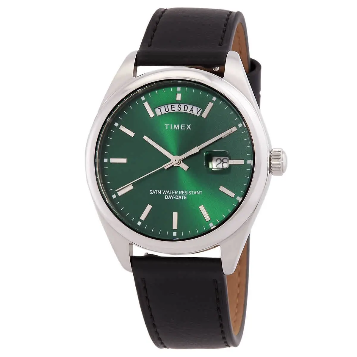 Timex Legacy Quartz Green Dial Men`s Watch TW2W57300 - Dial: Green, Band: Black, Bezel: Silver-tone