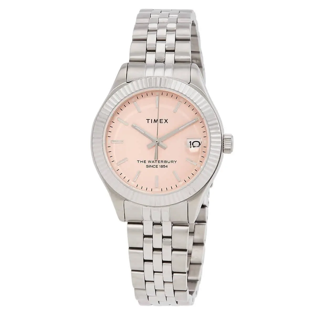 Timex Waterbury Legacy Quartz Pink Dial Ladies Watch TW2V31500 - Dial: Pink, Band: Silver-tone, Bezel: Silver-tone