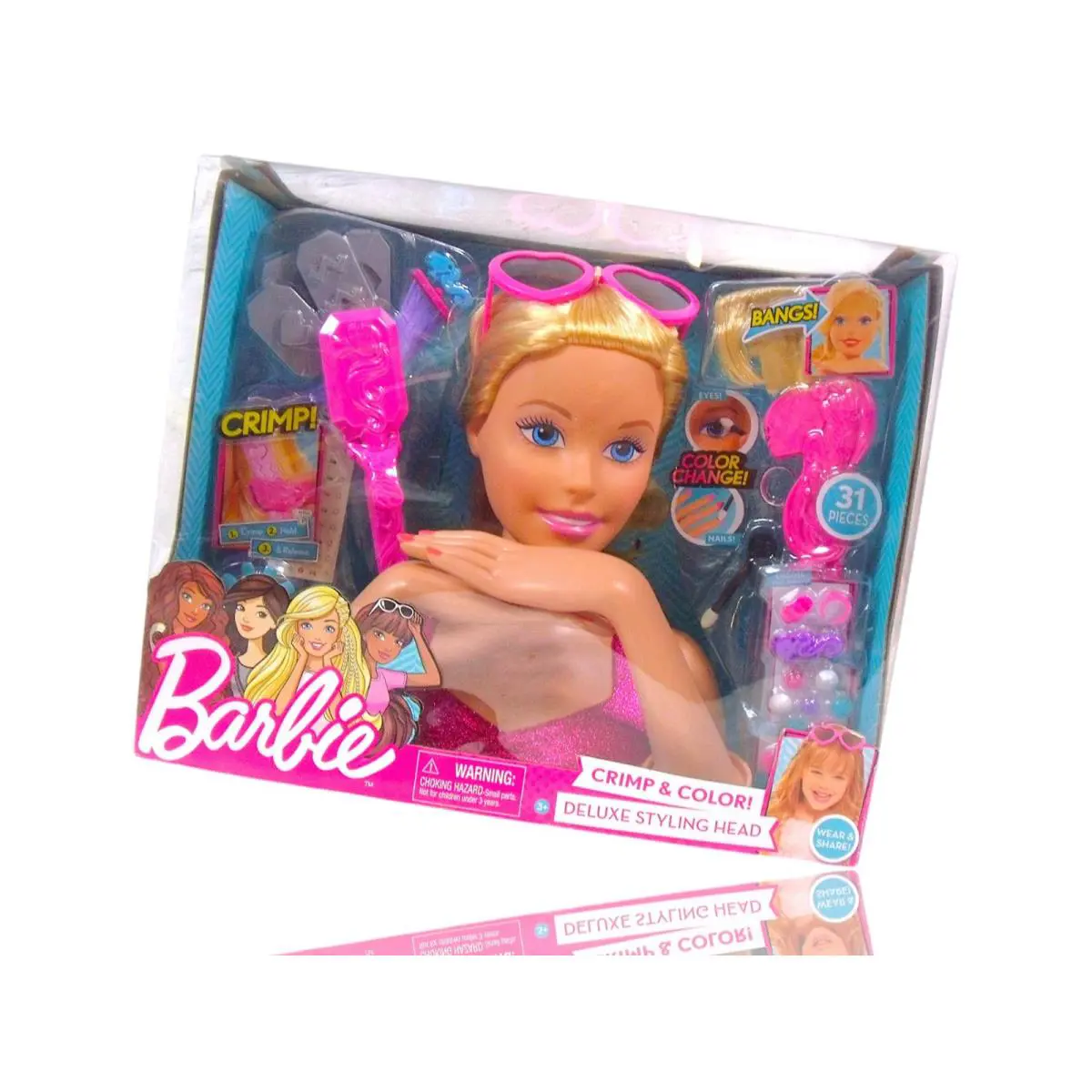 Barbie Crimp Color Deluxe Hair Styling Head 31-Pcs Accessories 2016
