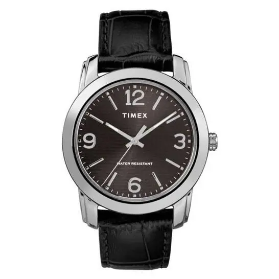Timex Men Main Street Quartz Black Dial Men`s Watch TW2R86600 - Dial: Brown, Band: Black, Bezel: Silver