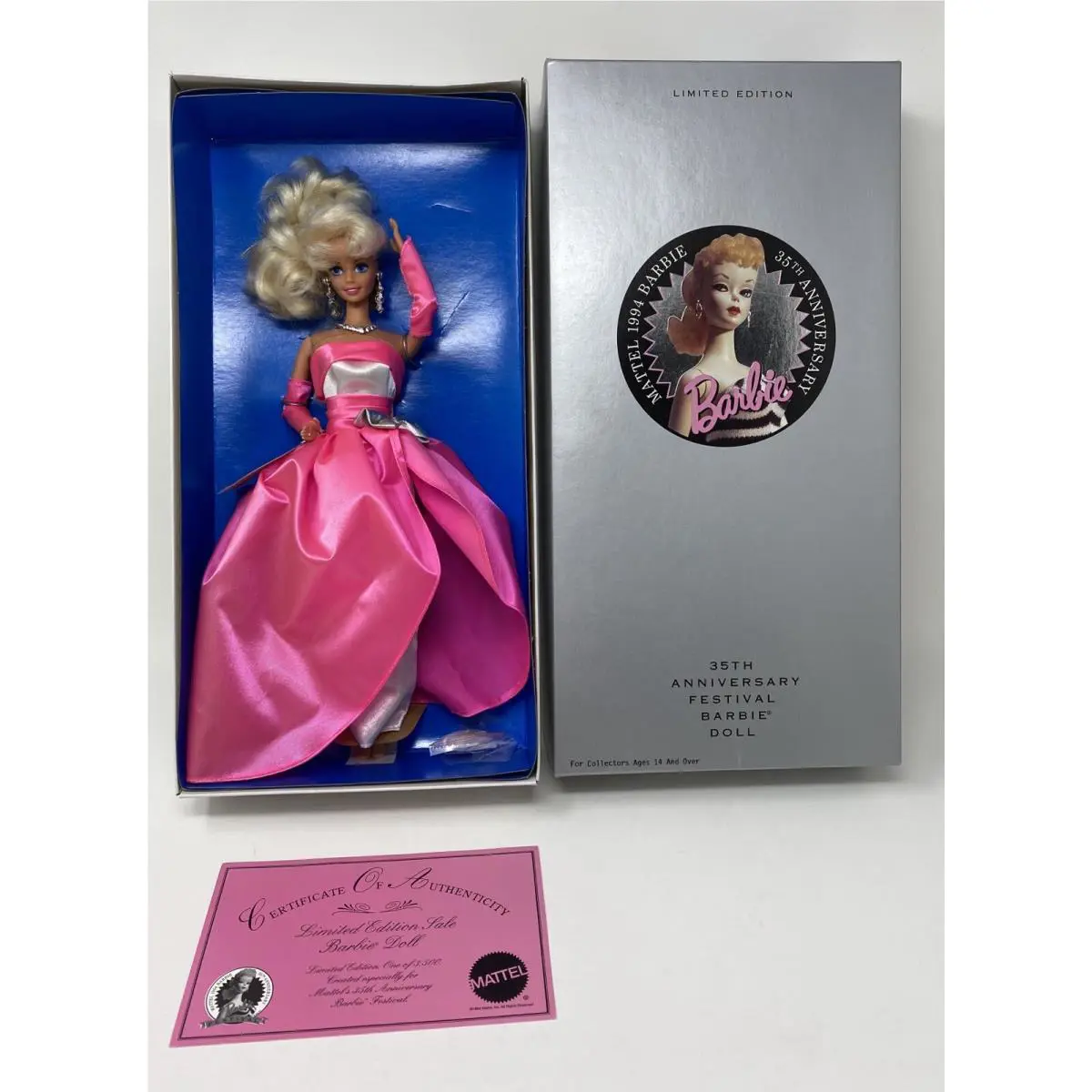 1994 Barbie 35th Anniversary Festival Doll Blond Litd Edition 3 500 +certificate