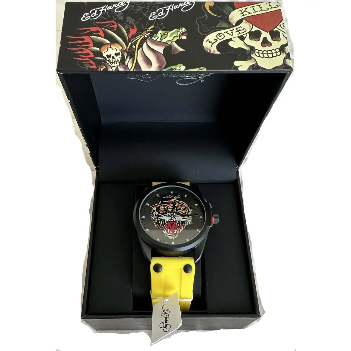 Mens  Men`s Matte Yellow Silicone Strap Watch 46mm Boat Dive by Ed Hardy