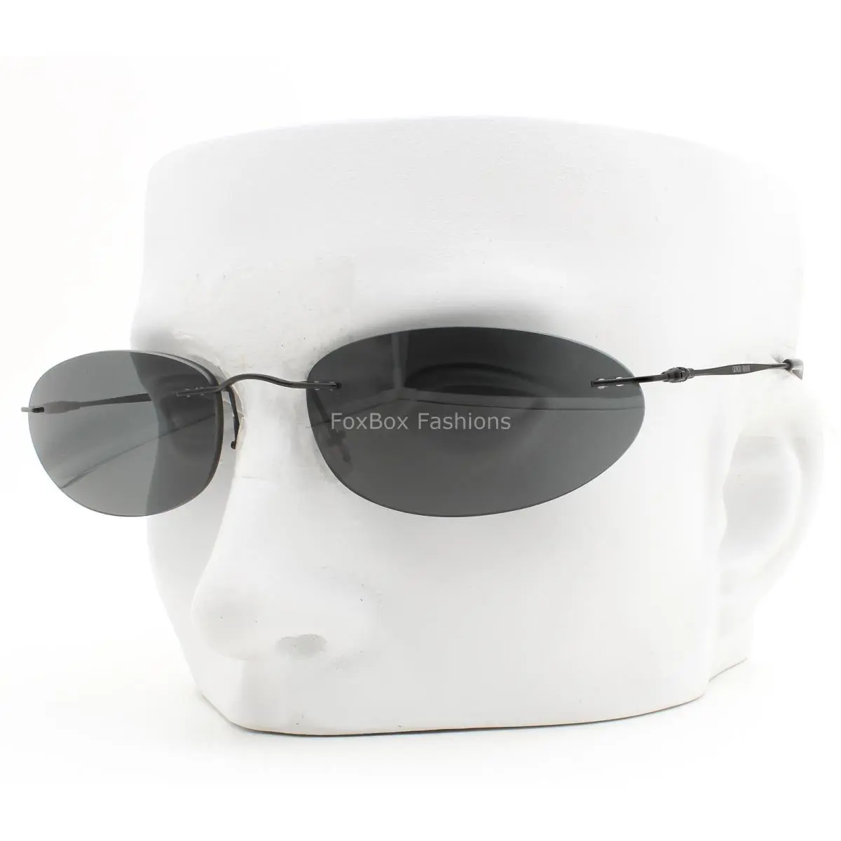 Giorgio Armani Rimless Sunglasses AR 1508-M 3001/87 Matte Black Gray Lens W/case