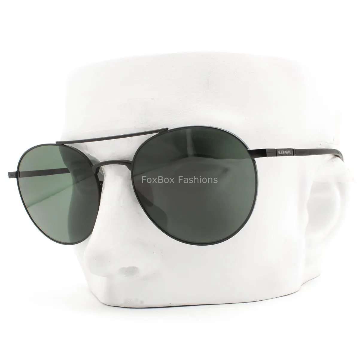Giorgio Armani Sunglasses Matte Black Metal Green Lens AR 6156 3001/71 with Case