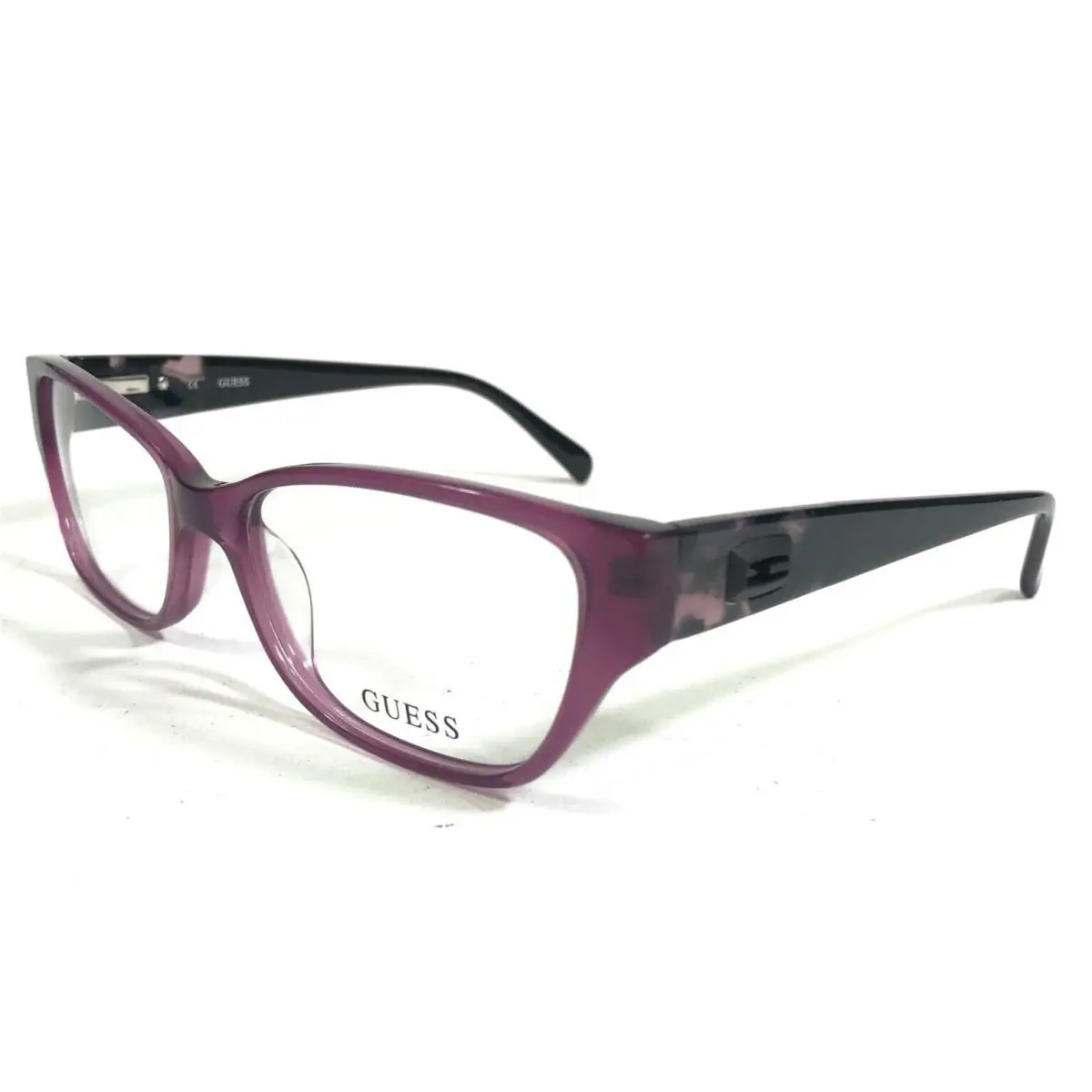 Guess Eyeglasses Frames GU 2408 Pur Black Clear Purple Cat Eye 52-16-140