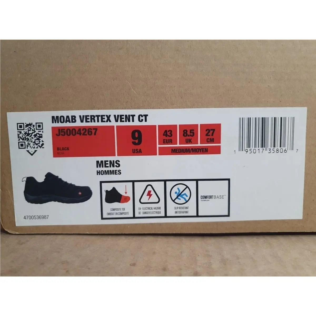 Merrell shoes - MERRELL MOAB VERTEX VENT - MOAB VERTEX VENT - J5004267 - Black (UPC: 195017358067) 8