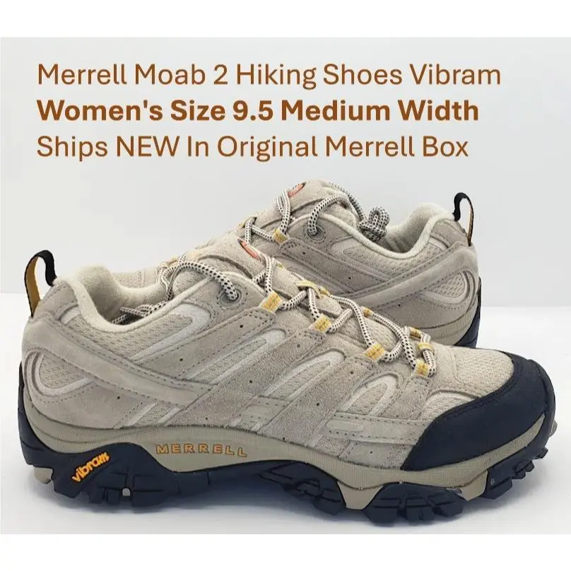 Merrell Womens Size 9.5 Medium Moab 2 Vibram Sole Hiking Shoes Taupe/tan - Taupe Tan