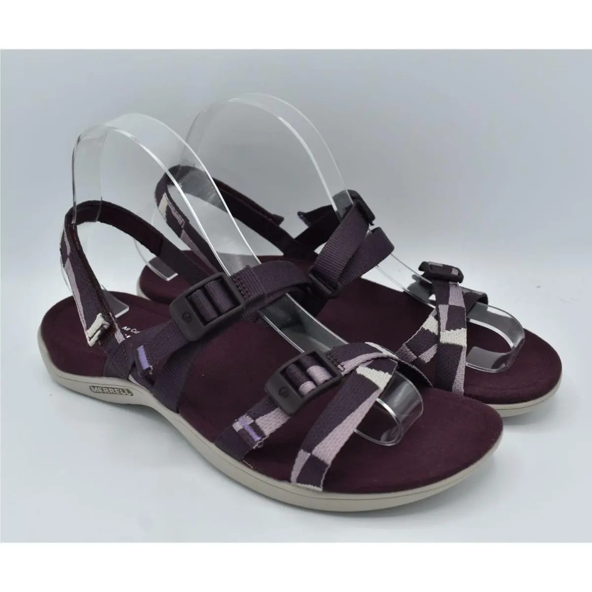 Merrell Womens Size 9 District 3 Burgundy Backstrap Web Sandals Shoes