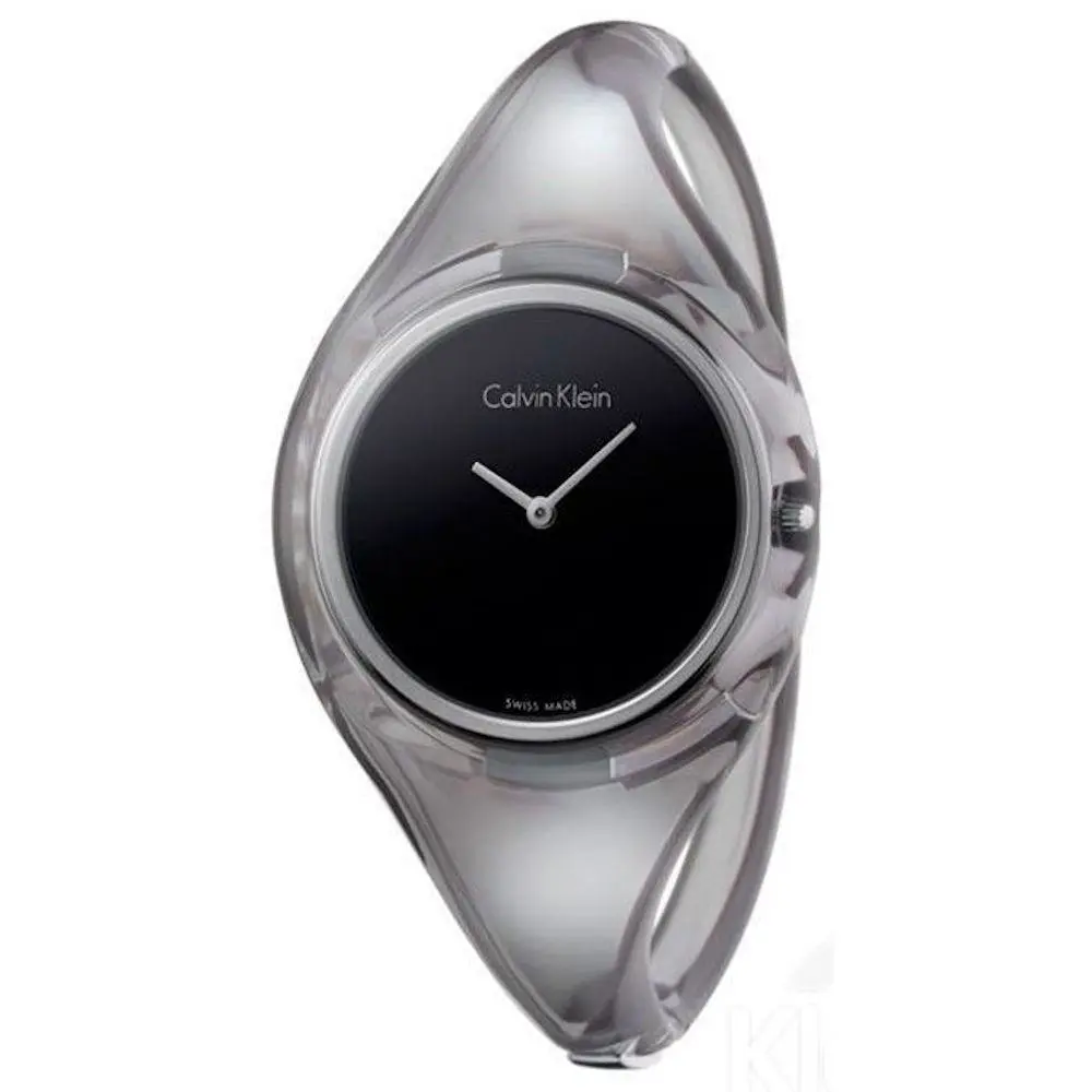 Calvin Klein Pure Swiss Made Black Minimalist Bangle Style Womens Watch K4W2SXP1