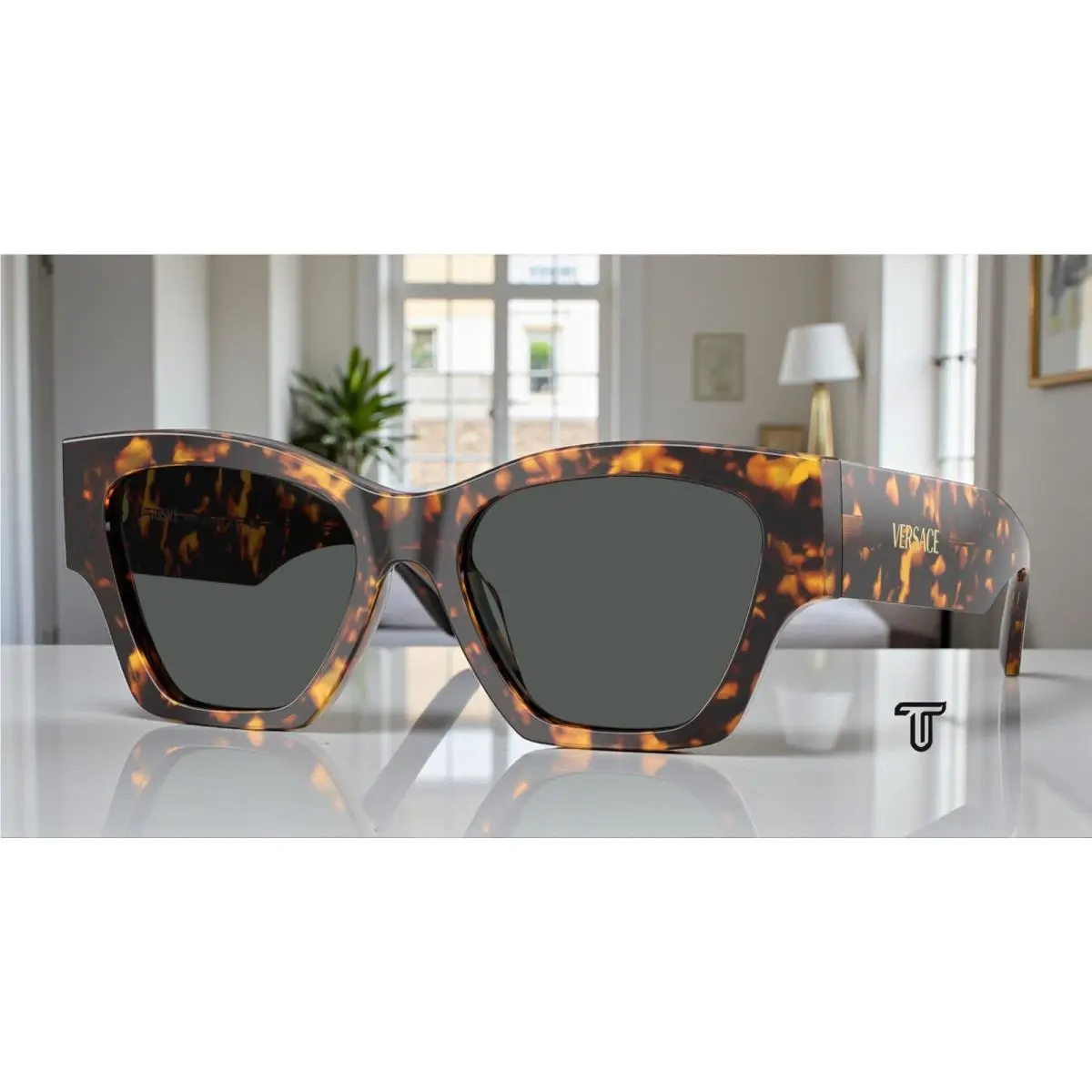 Versace VE4492U 551487 Havana Tortoise Dark Grey 53 mm Women`s Sunglasses