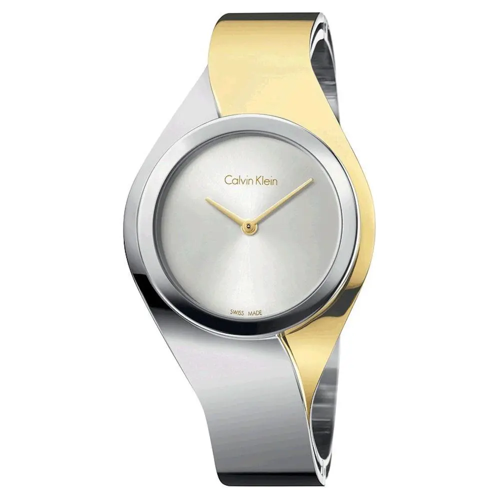 Calvin Klein Senses Swiss Made Two Tone Bangle Womens Watch