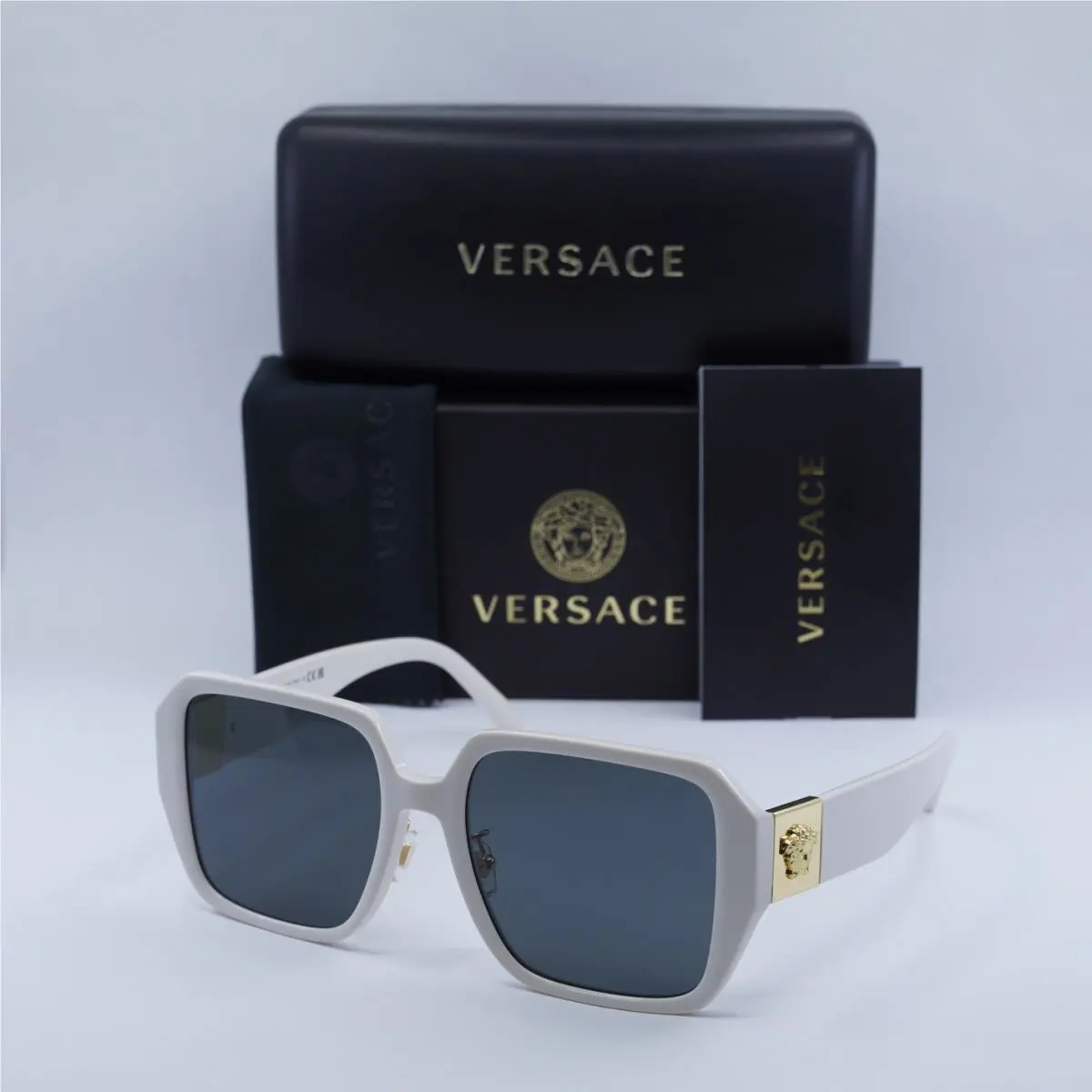 Versace VE4472D 548487 Ivory White/dark Grey 56-19-145 Sunglasses