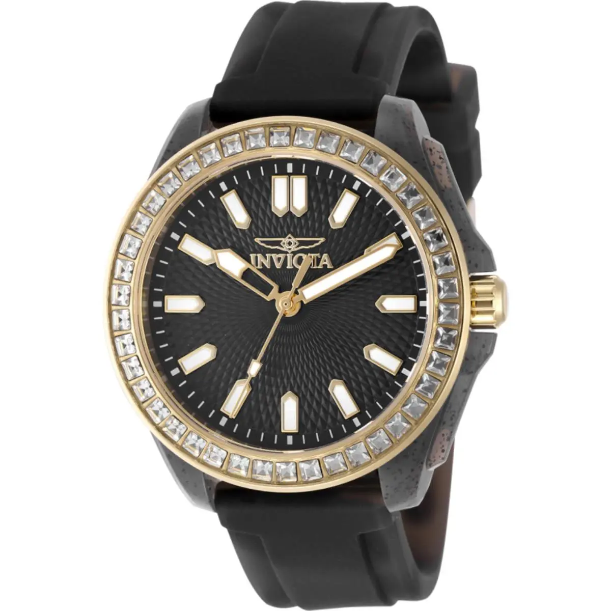 Invicta Women`s Watch Celestial Quartz Black Dial Silicone Rubber Strap 50204 - Dial: Black, Band: Black