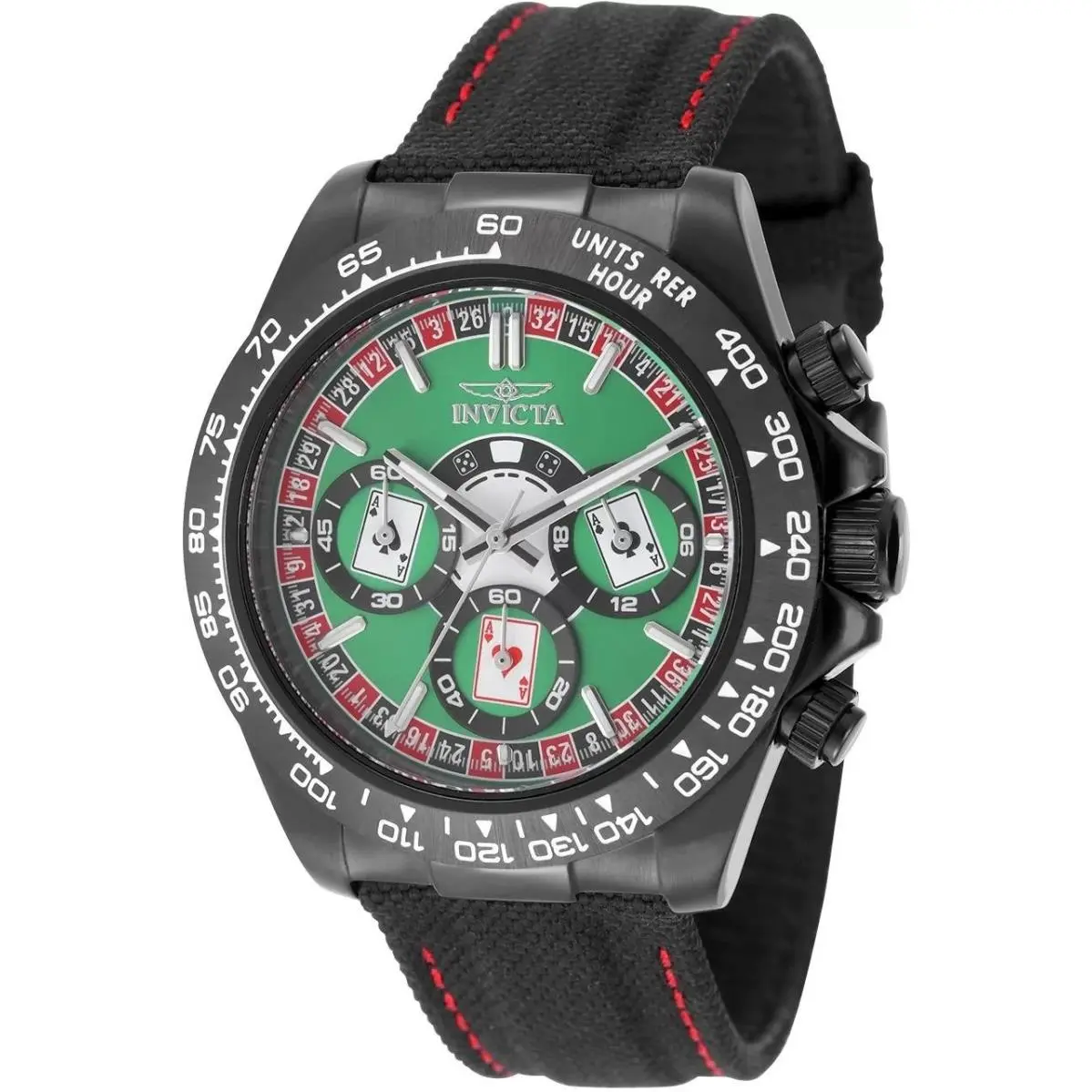 50517 Quartz Watch Green Dial Nylon Leather 40mm Men by Invicta