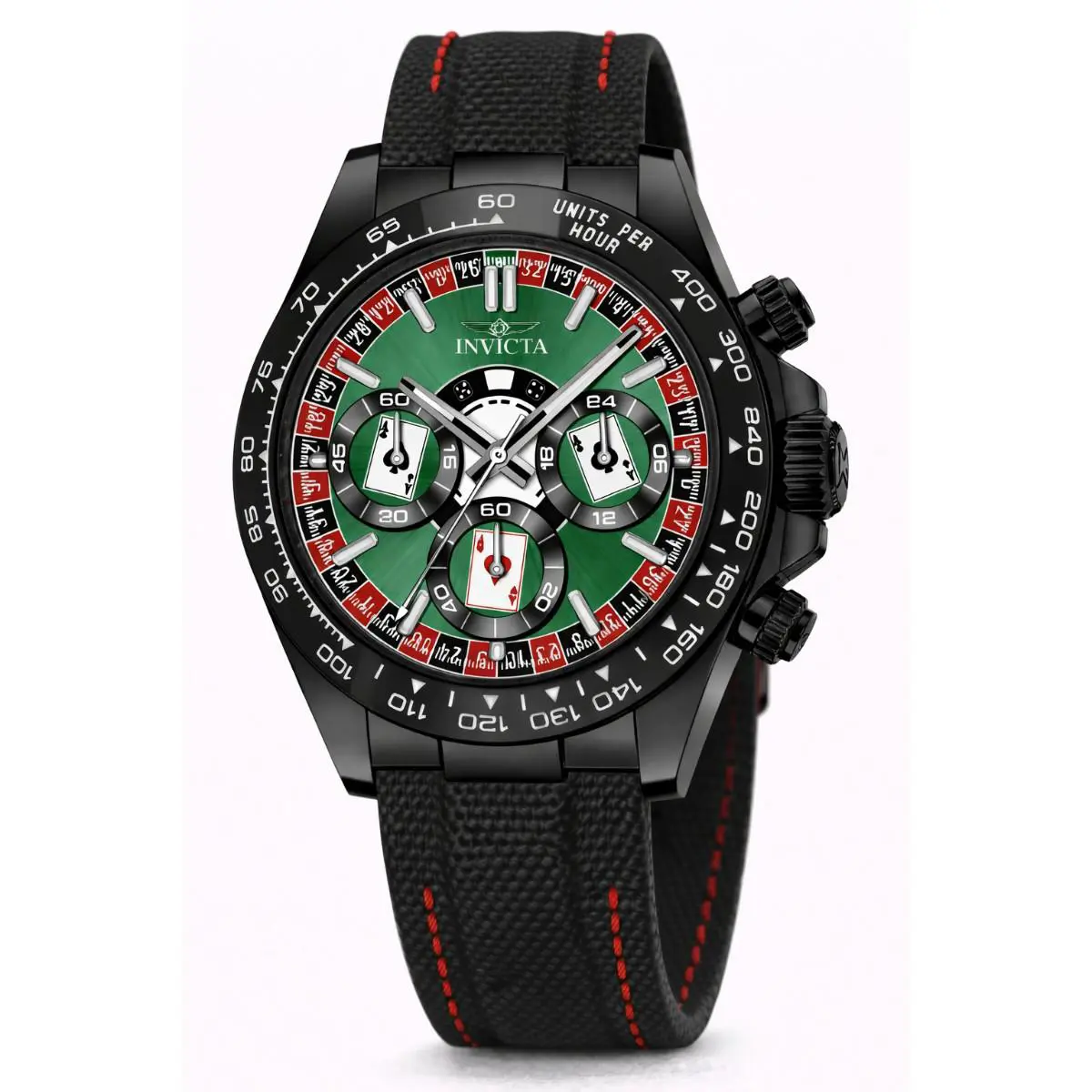 Invicta Men`s Watch Speedway Quartz Chronograph Black Nylon/leather Strap 50517