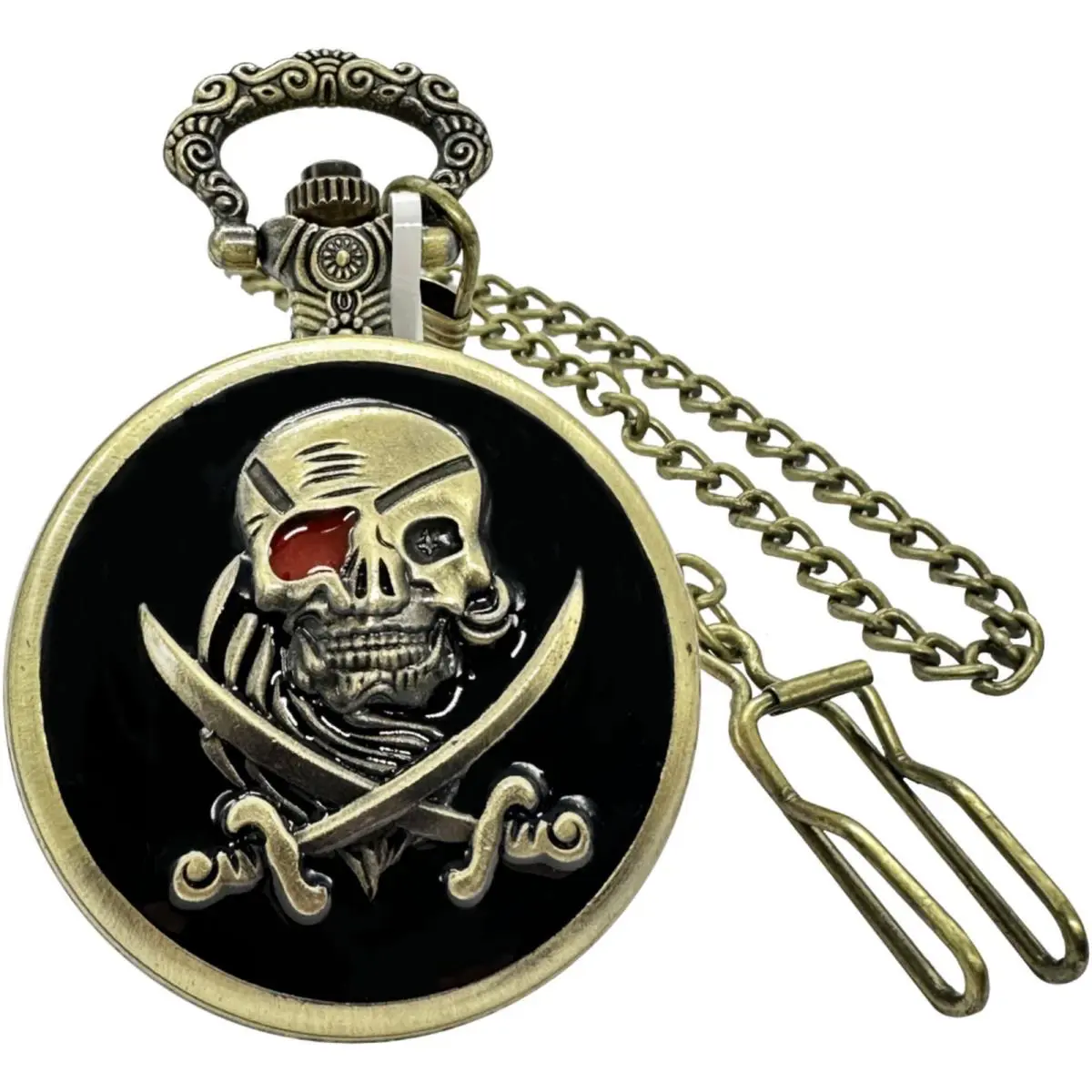 Invicta Men`s Pocket Watch Vintage Quartz Chrono Bronze Case White Dial 49007 - Dial: White, Band: Yellow