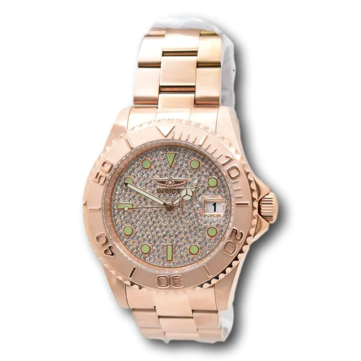 Pro Diver Rose Gold Pave Crystal Dial Japan Automatic 43mm Watch 50285 by Invicta