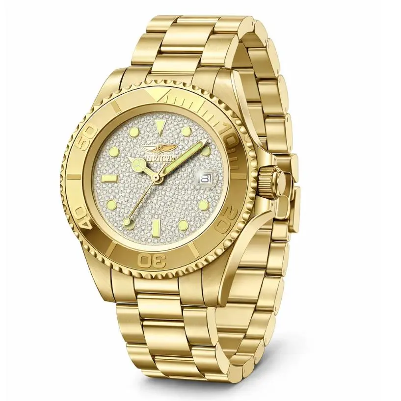 Invicta Pro Diver Golden Royale 40mm Gold Pave Crystal Quartz Watch 50288