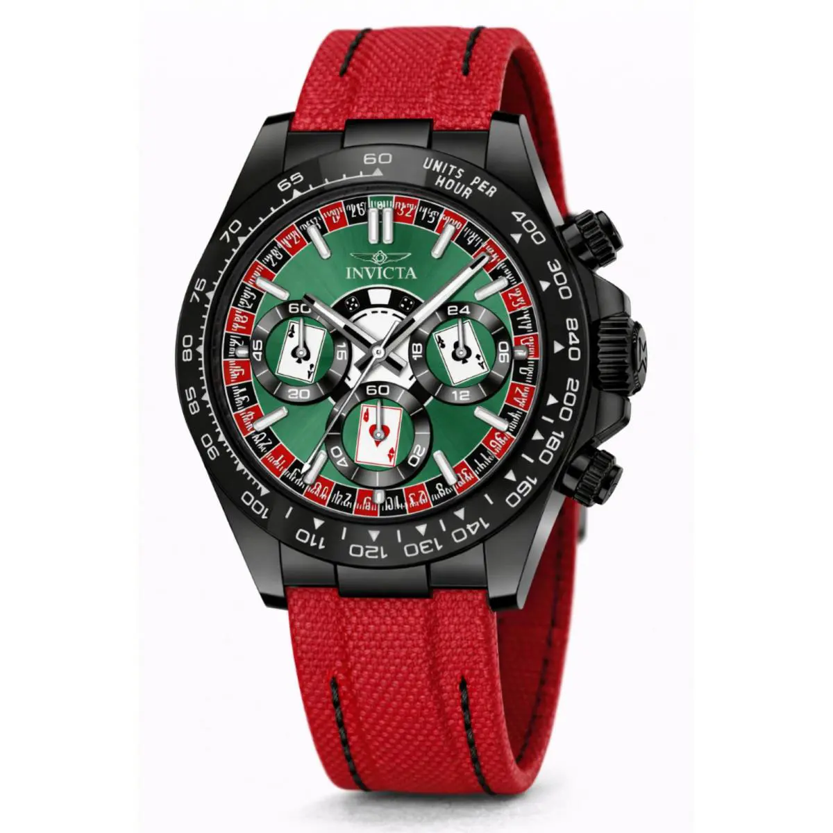 Invicta Men`s Watch Speedway Quartz Chronograph Red Nylon/leather Strap 50518