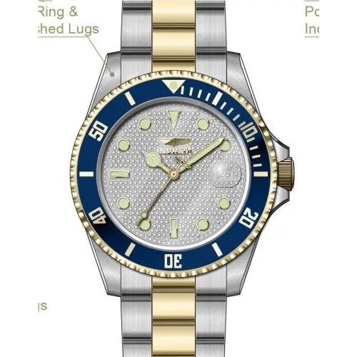 Invicta Men`s Pro Diver 43mm Automatic Gold/silver/blue 200m Bracelet Watch