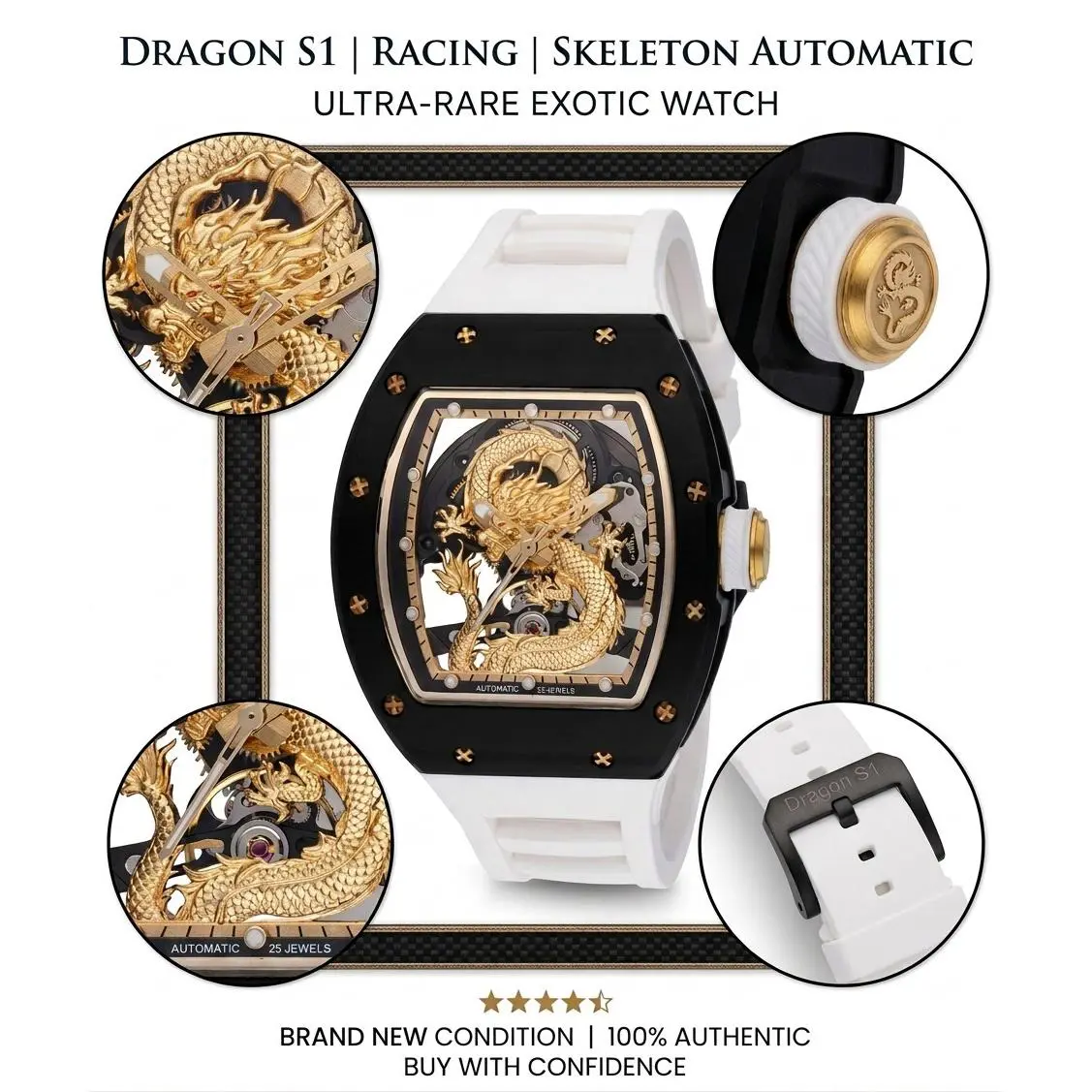 Invicta S1 Rally Dragon Automatic Mens Watch Skeleton Dial 49013