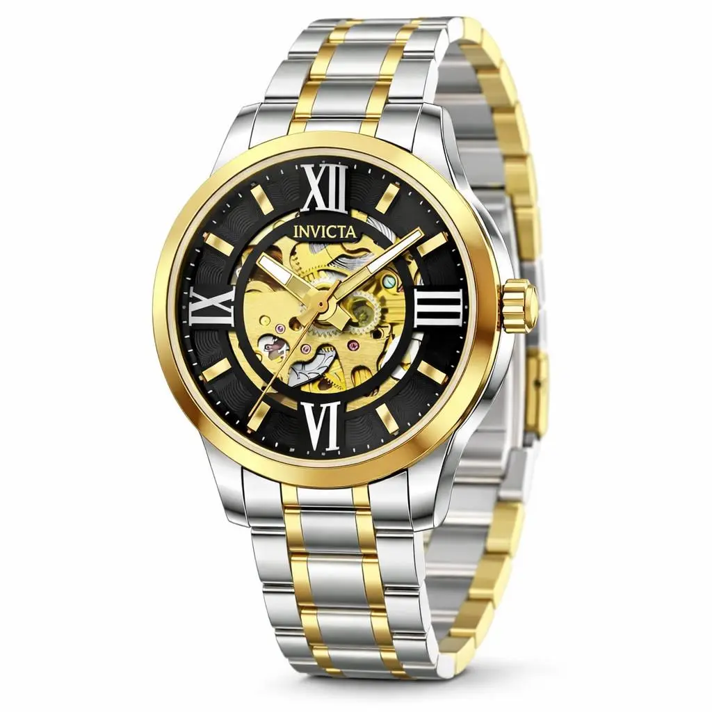 Invicta 69131 Objet D Art Automatic 41mm Men`s Watch Stainless Steel 30m WR - Dial: Plastic, Band: Steel, Gold