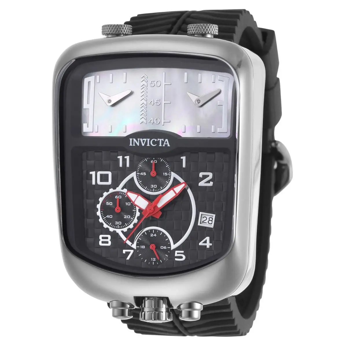Invicta S1 Rally Dualshift Men`s 42mm White Mop Triple Time Chrono Watch 29704