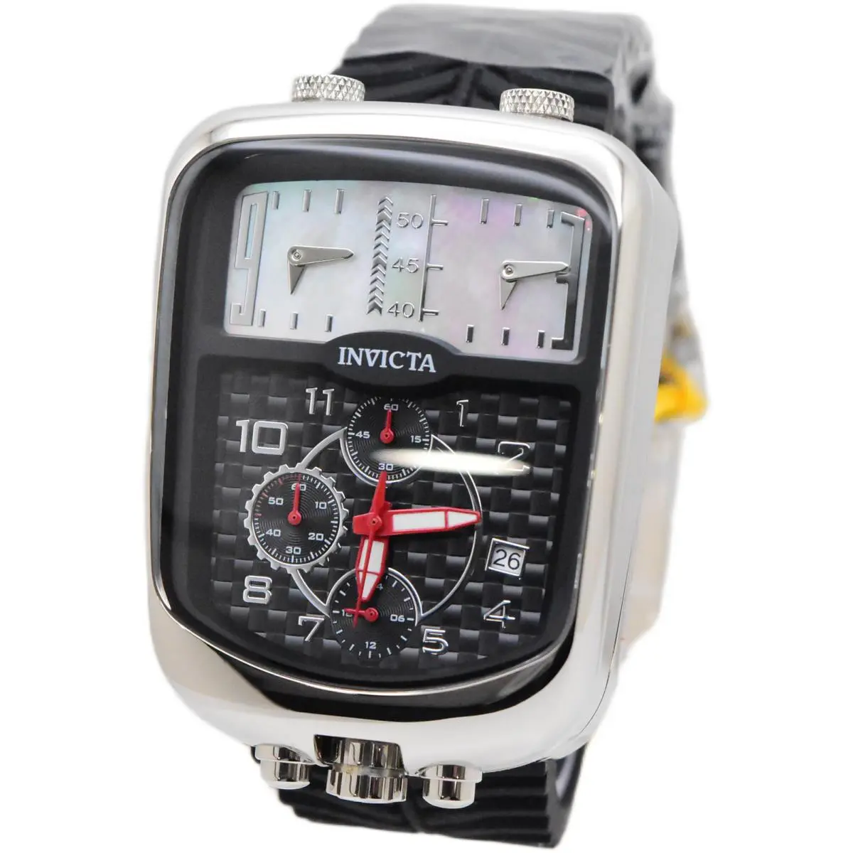 S1 Rally Dualshift Mens 42mm Black Carbon Triple Time Chrono Watch 29704 by Invicta