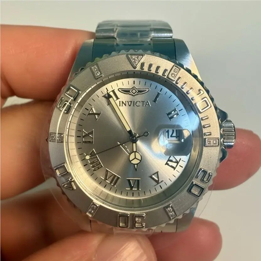 Invicta Pro Diver 12819 Swiss Ronda 515 40mm .06ctw Diamond Silver Watch Box