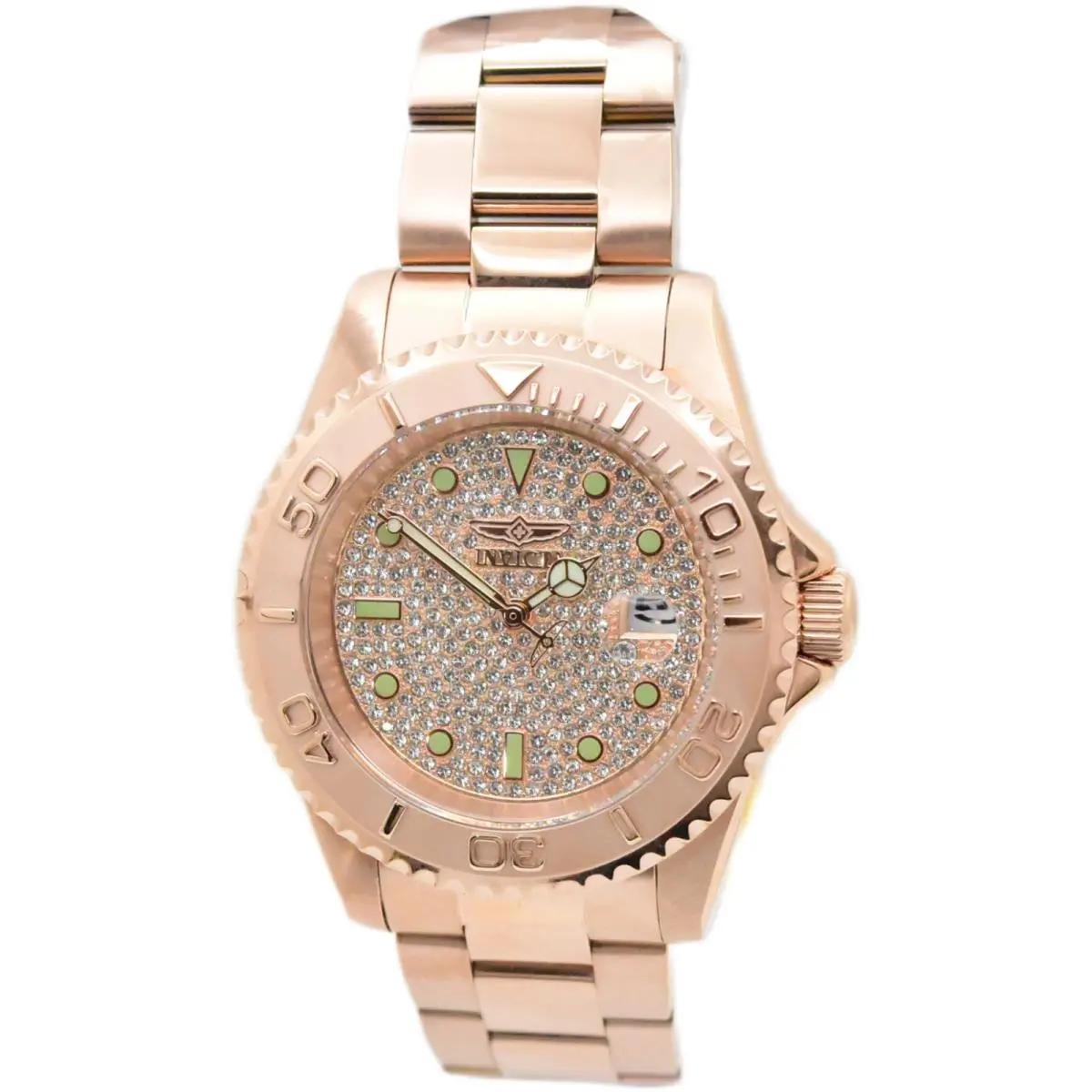 Pro Diver Luxe 40mm Rose Gold Crystal Pave Dial Quartz Watch 50289 by Invicta