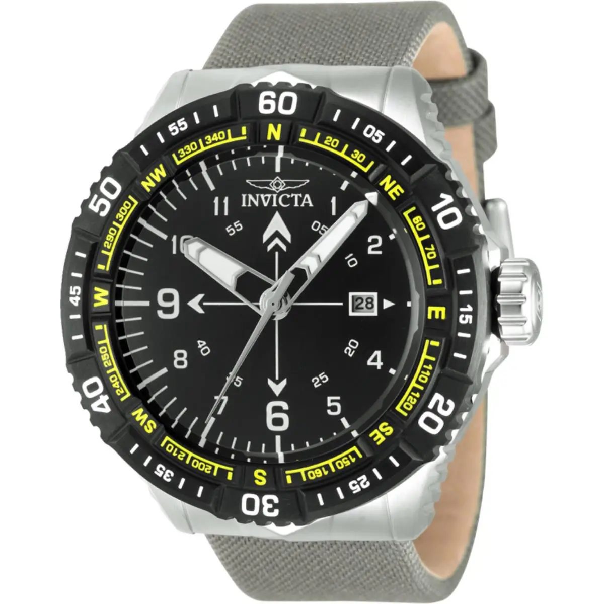 Invicta Men`s Watch Coalition Forces Quartz Black Dial Olive Green Strap 49508