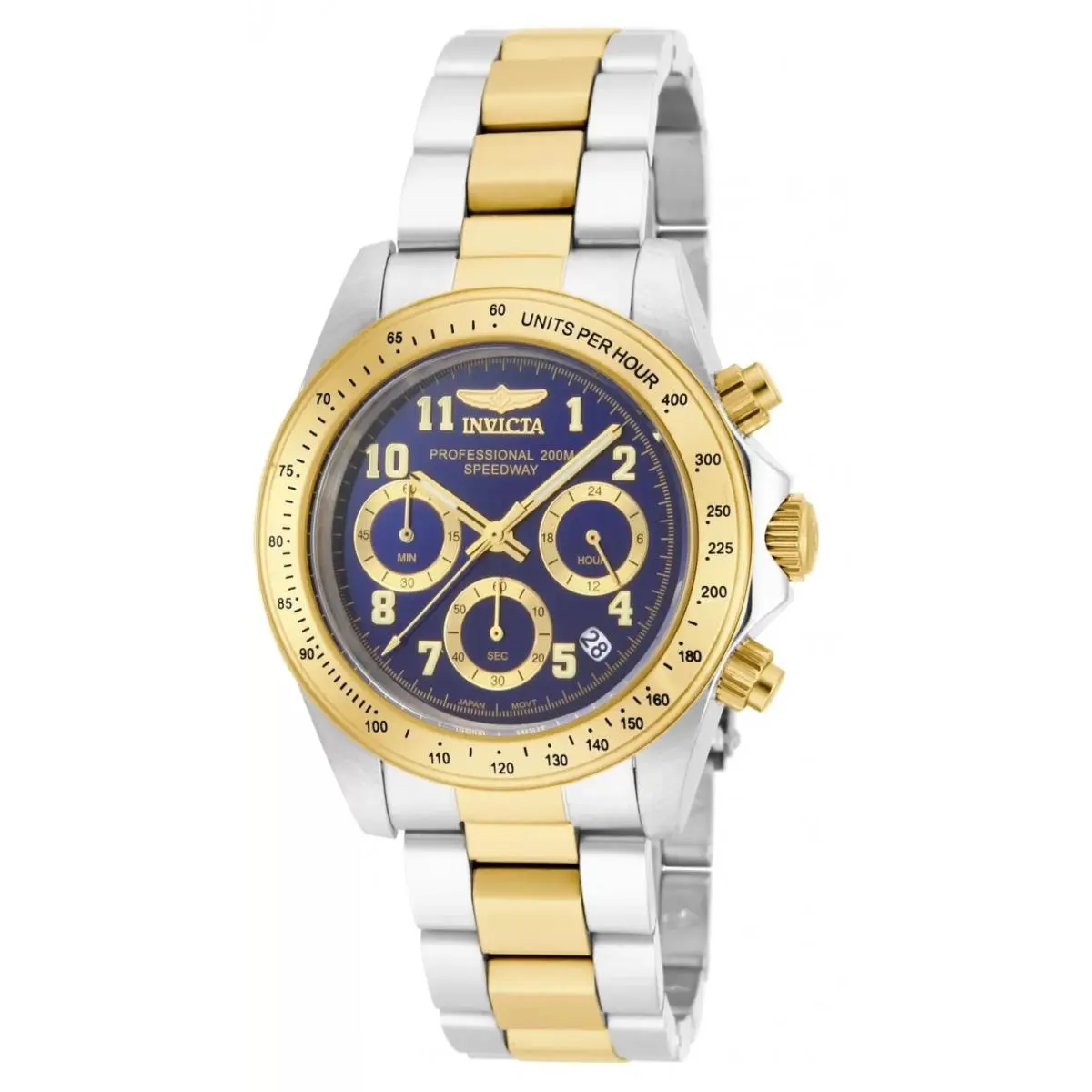Invicta 17028 Quartz Watch Blue Dial Stainless Steel 39.5mm Men - Dial: Blue, Band: Gold/Stainless Steel