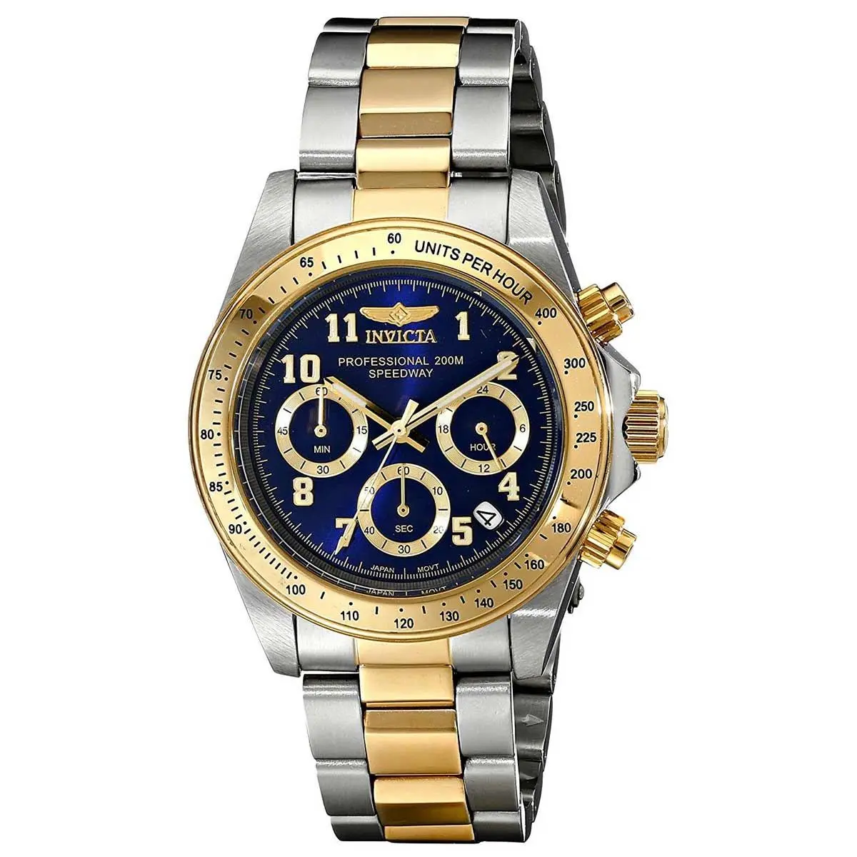 Invicta Men`s Watch Speedway Quartz Chrono Blue Dial Stainless Steel Case 17028 - Dial: Blue, Band: Silver, Yellow
