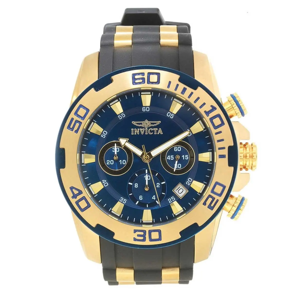 Invicta Men`s Watch Pro Diver Scuba Quartz Analog Chronograph Blue Dial 22341