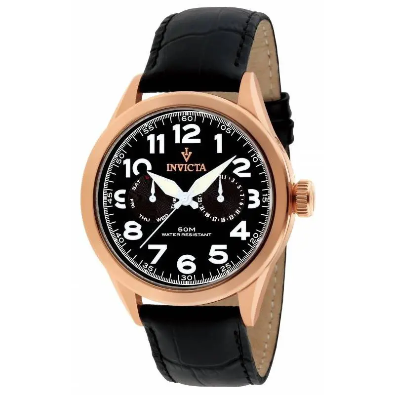 Invicta Men`s 11742 Vintage Quartz 3 Hand Black Dial Watch