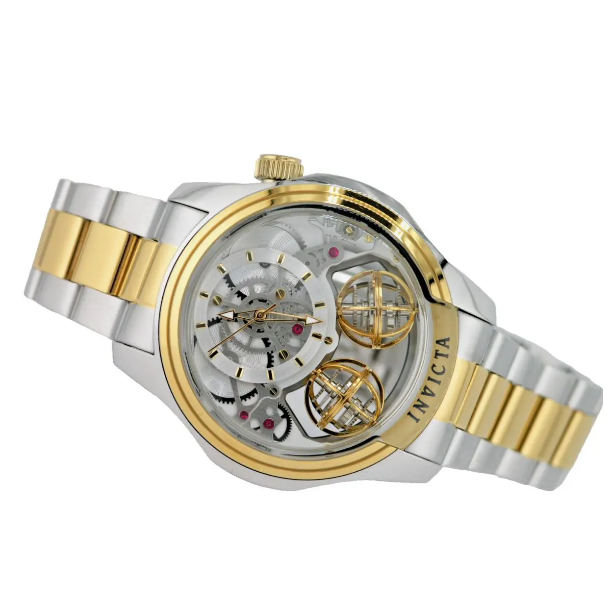 Invicta 50124 Specialty Twin Axis Skeleton TU Tone Steel Quartz Watch 46MM A