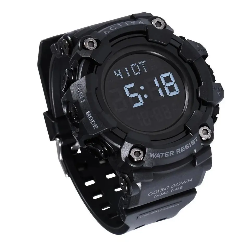 Activa x Invicta 56mm Men`s Digital Watch Solid Black Sport ACW1968-003
