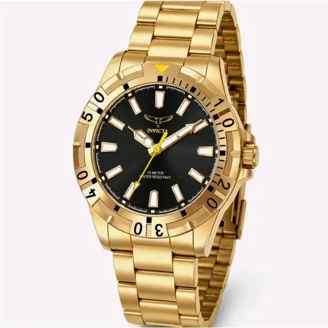 Invicta Specialty I 69032 Gold Black Dial Men`s Watch 42mm Quartz