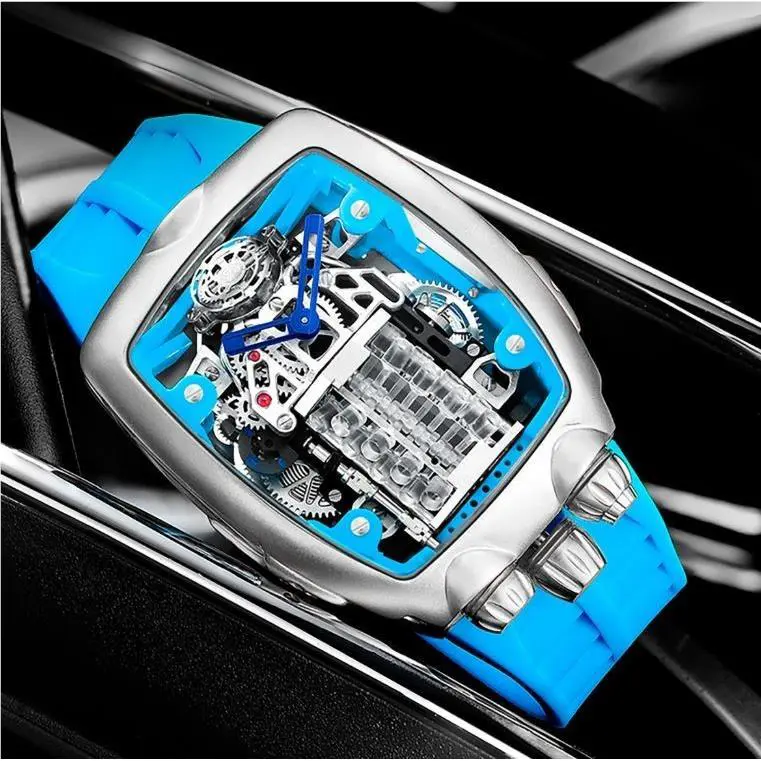 Invicta Engine X Automatic 44mm Montres Prestige Blue Band Skeleton Men`s Watch
