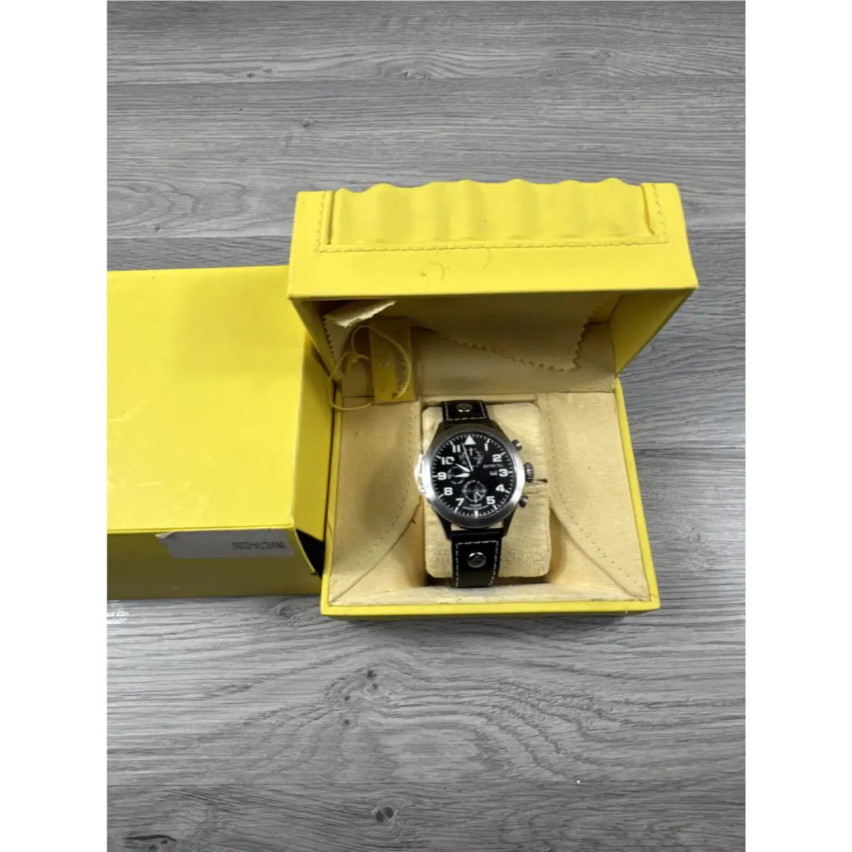 Invicta I Force Black Leather Men`s Watch Water Resistant 100M Flame Fusion Read
