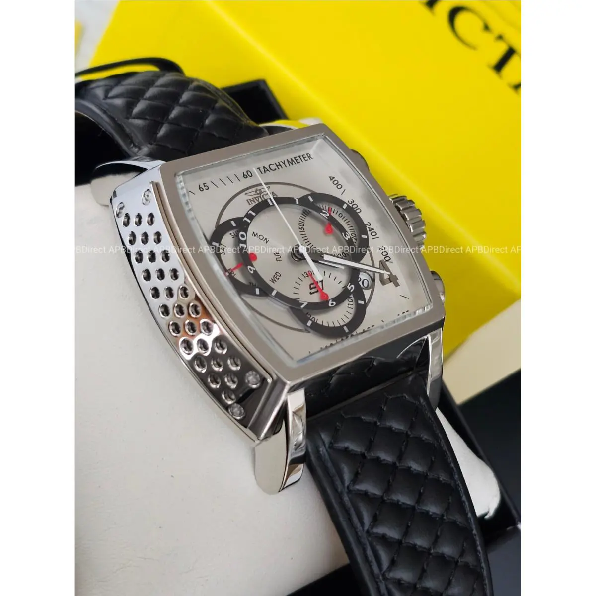 Invicta – S1 Rally – Swiss Z60 Chronograph Silver / Black Leather Mens Watch