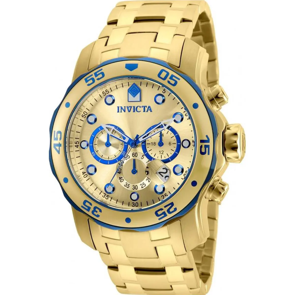 Invicta Men`s 80069 Pro Diver Quartz 3 Hand Gold Dial Watch