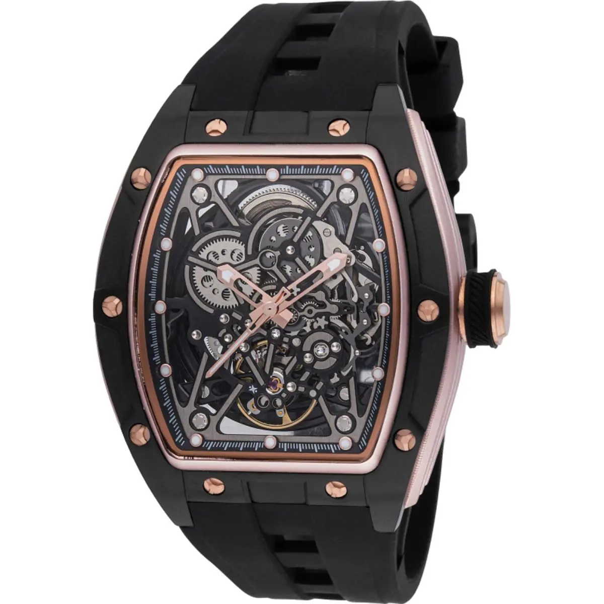 Invicta Men`s Watch S1 Rally Automatic Skeleton Dial Black Silicone Strap 49016